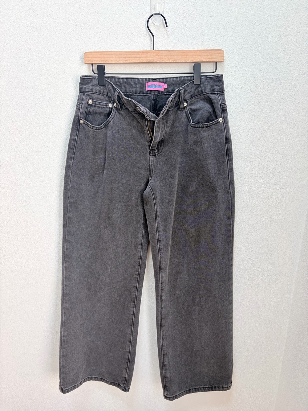 Edikted Wide Leg Jeans Baggy Wide Leg Skater Grunge Streetwear Gray Size Small - Picture 3 of 8